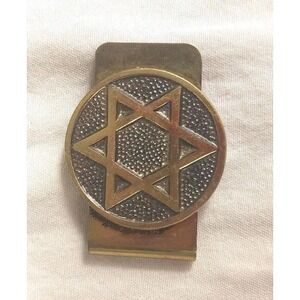Vintage Brass Star of David Money‎ Clip Judaica Magen David Gold Tone Accessory